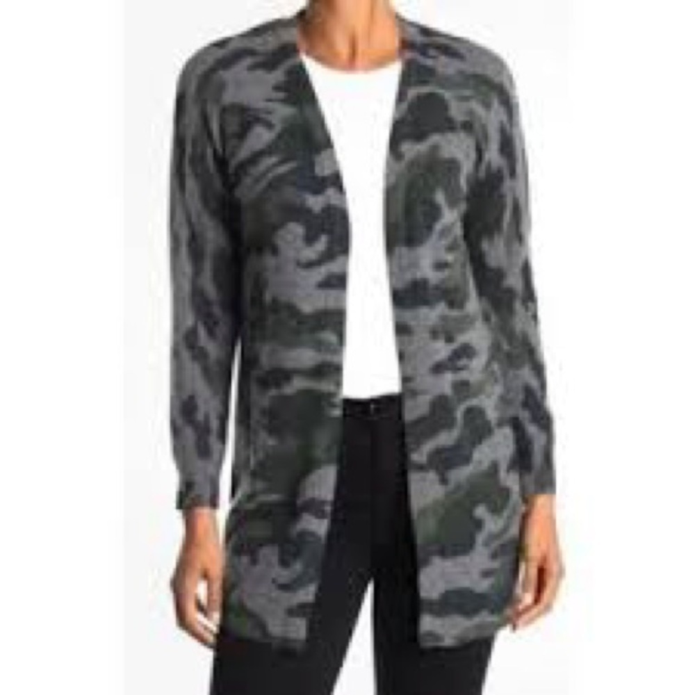 Magaschoni Gray and Black Knit Cardigan Sweater - Picture 1 of 6